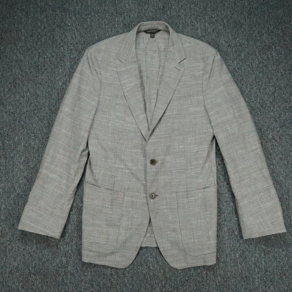 Banana Republic Blazer Mens 40R Gray Glen Plaid Slim Fit Tollegno 3D Wool Jacket